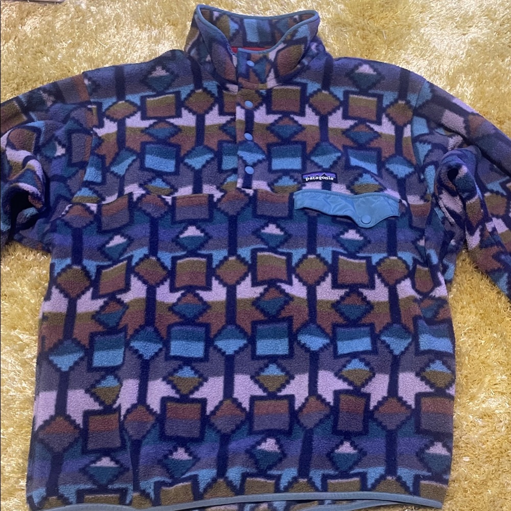 Patagonia Men's V-Neck Sweater with Geometric Pattern